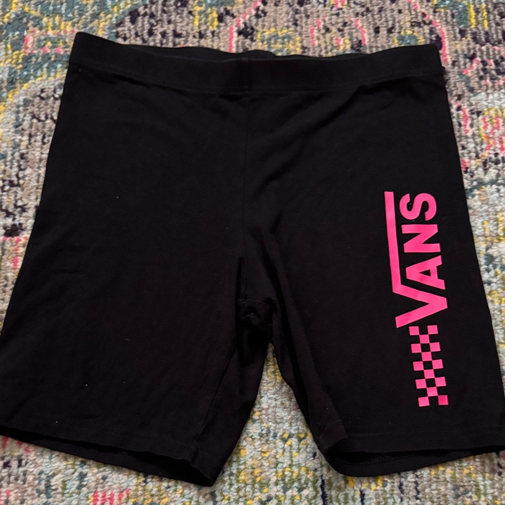 Vans Black Shorts with Pink Logo